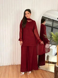 3 Pcs Women's Stitched Chiffon Plain Suit