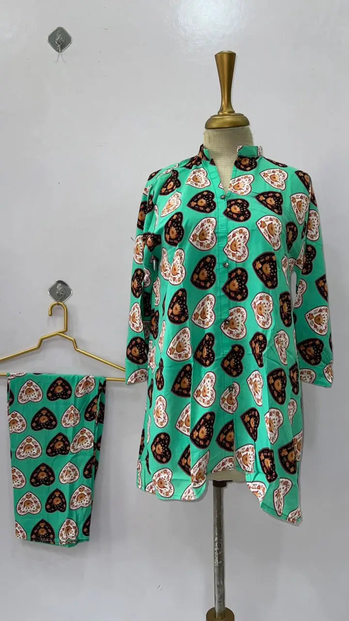 2 Pcs Women's Stitched Linen Printed Co-Ord Set