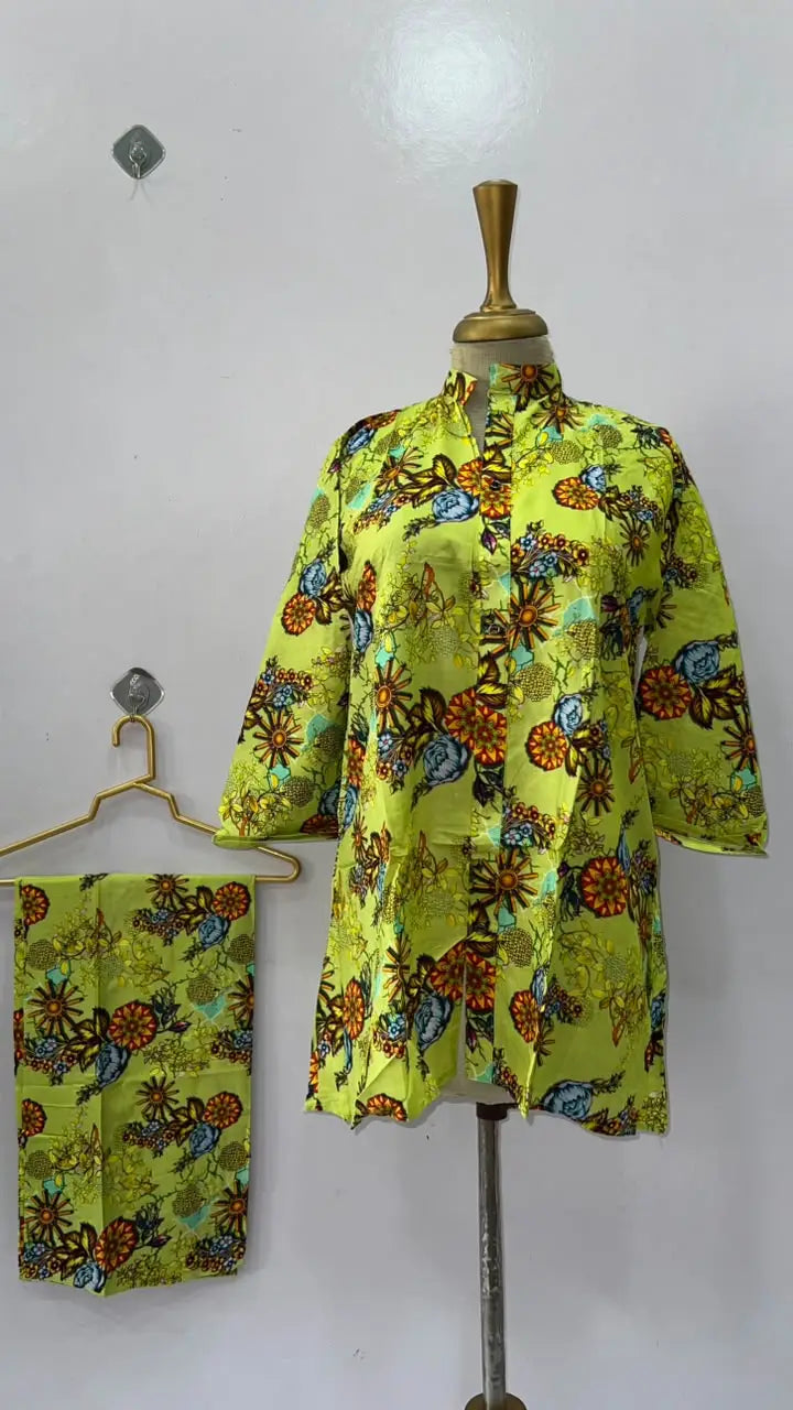 2 Pcs Women's Stitched Linen Printed Co-Ord Set