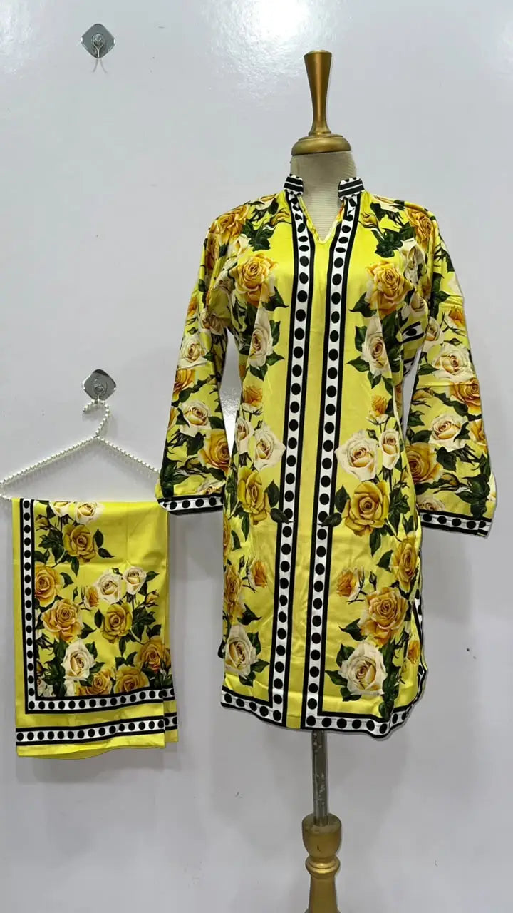 2 Pcs Women's Stitched Luxury Velvet Printed Co-Ord Set
