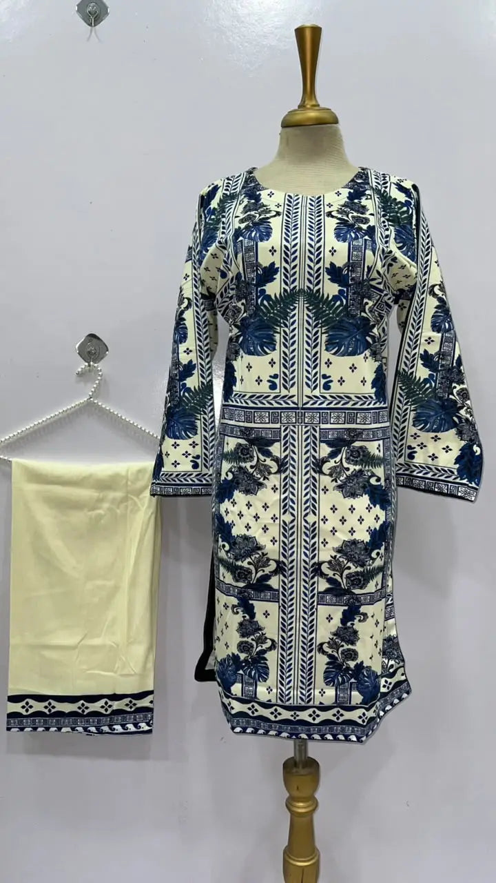 2 Pcs Women's Stitched Luxury Velvet Printed Co-Ord Set