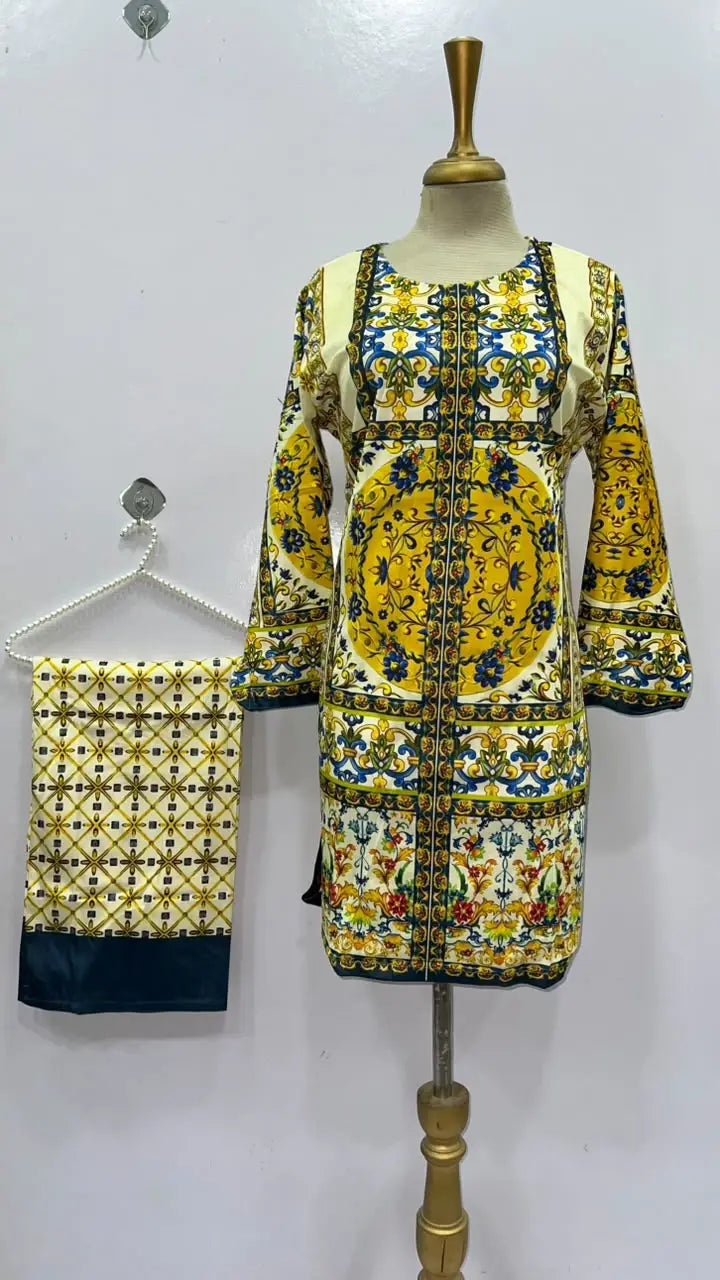 2 Pcs Women's Stitched Luxury Velvet Printed Co-Ord Set