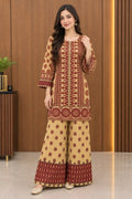 2Pcs Women's Stitched Grip Silk Printed Co Ord Set (Saloni)