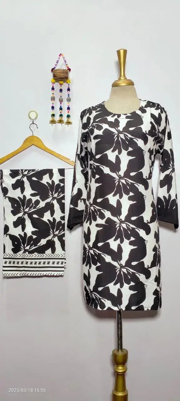 2Pcs Women's Stitched Grip Silk Printed Co Ord Set (Aniqa)